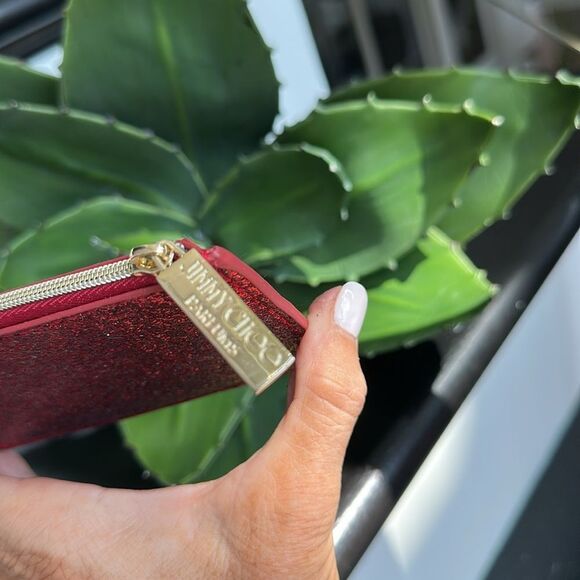 Jimmy Choo Red Glitter Coin Purse – Sparkly Zip Pouch, New - Picture 4 of 6